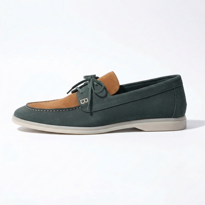 Horizon Boat Shoes - Green & Cognac Tan