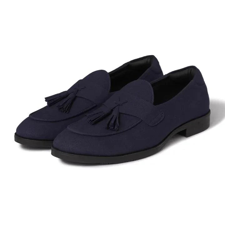 El Moho - Navy Blue Suede Tassel Slip-On - By Lusso