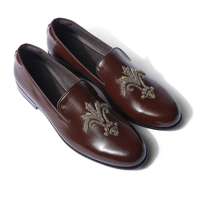 Samurai - Dark Tan Zardozi Slip-On