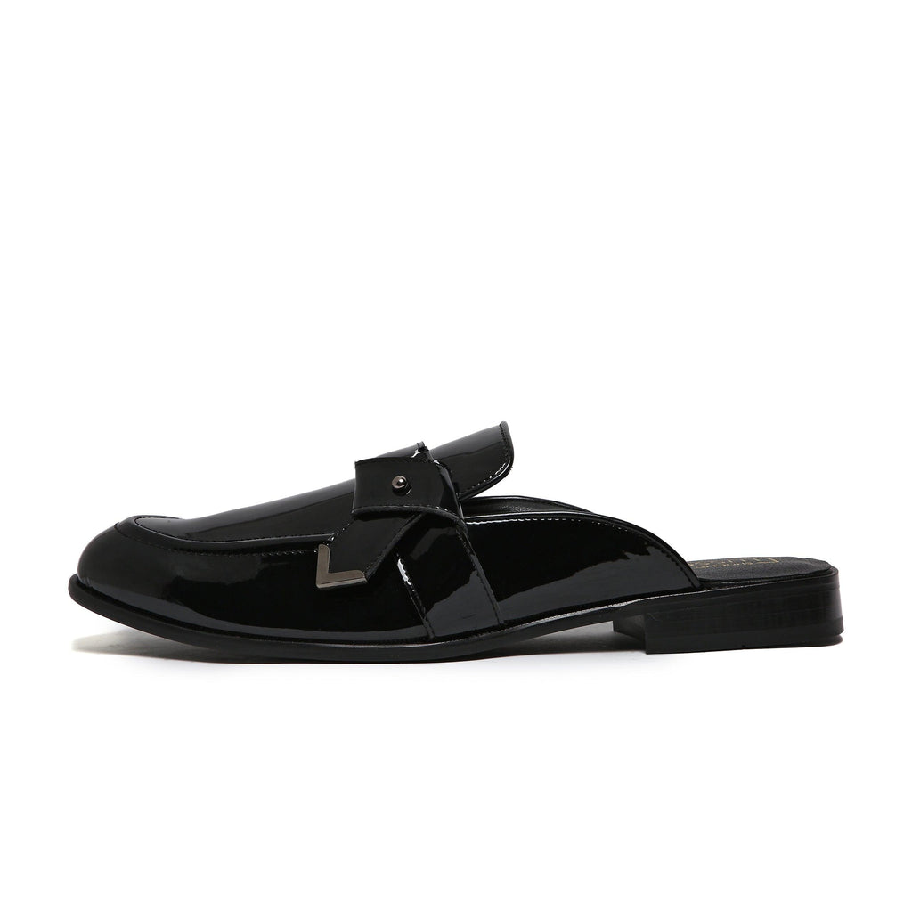 LUMBERG - PATENT BLACK SIDE LATCH MULE - By Lusso
