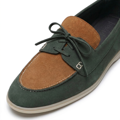 Horizon Boat Shoes - Green & Cognac Tan