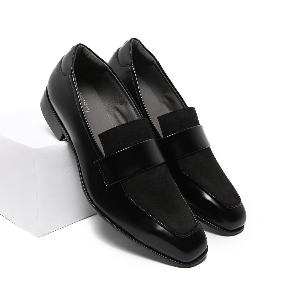 RABONE - BLACK SQUARE TOE SLIP-ON - By Lusso