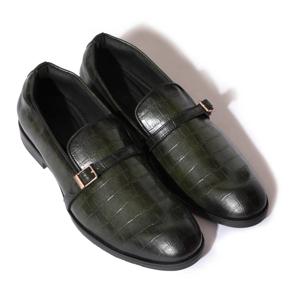 Morris- Green Croco Belt Slipons - By Lusso