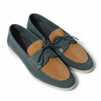 Horizon Boat Shoes - Green & Cognac Tan