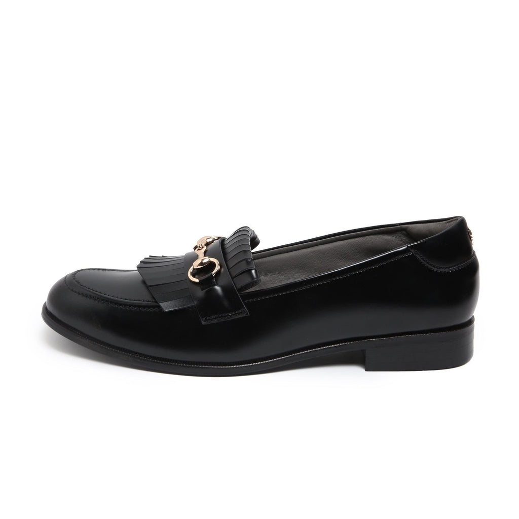 GUSTOSO BLACK | HORSEBIT FRINGE SLIP-ON - By Lusso