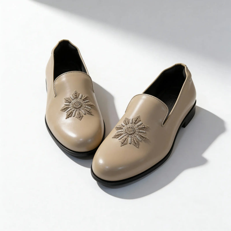 Sitara - Beige Zardozi Loafers