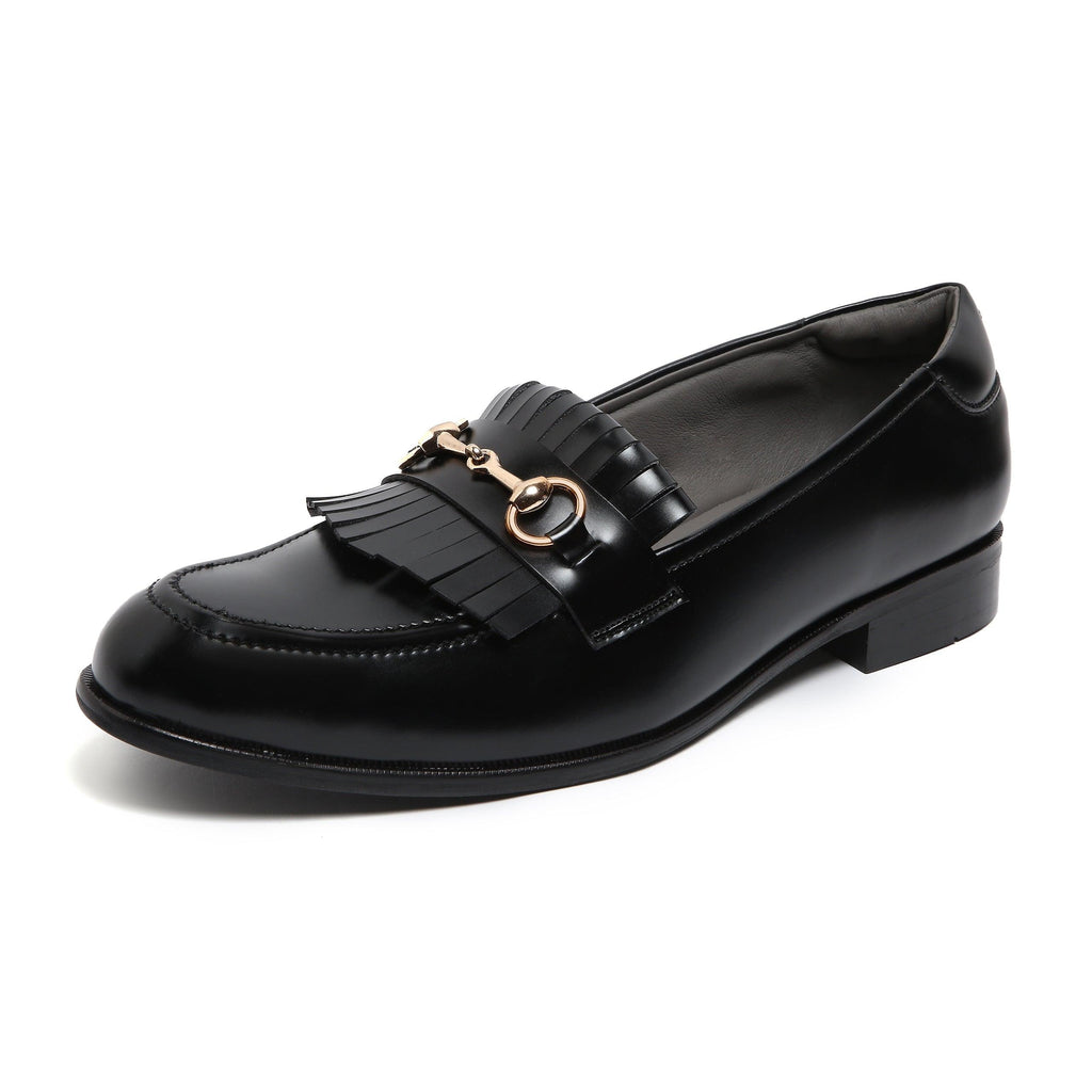 GUSTOSO BLACK | HORSEBIT FRINGE SLIP-ON - By Lusso