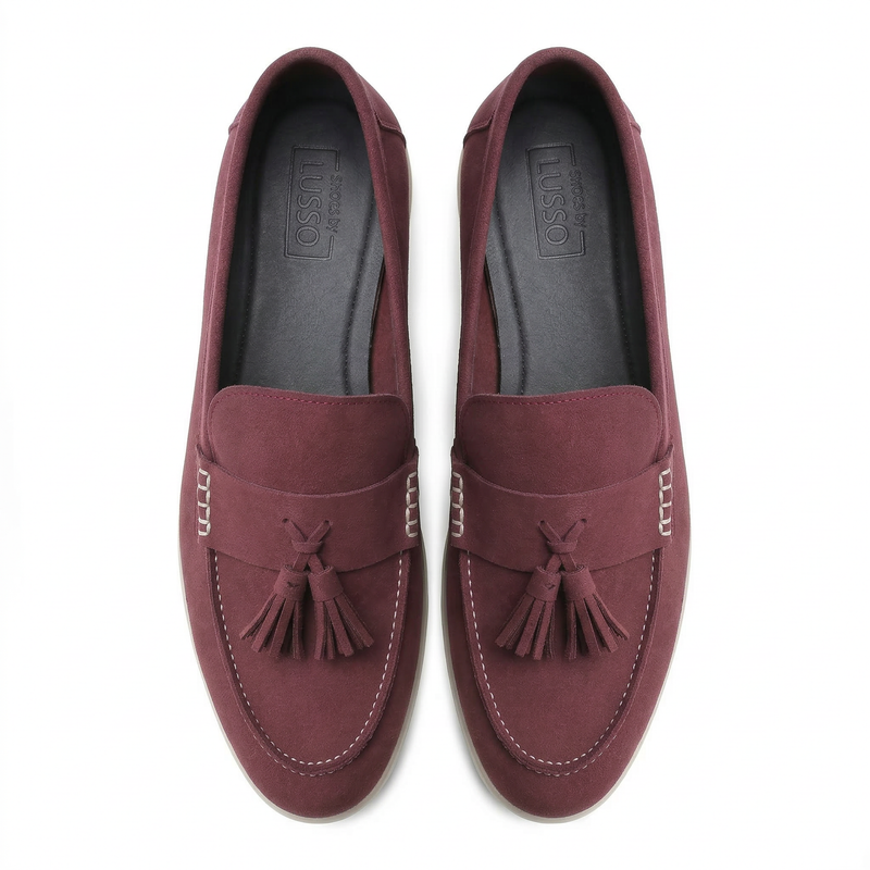Horizon Tassel - Deep Merlot Suede Loafer