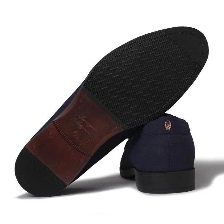 El Moho - Navy Blue Suede Tassel Slip-On - By Lusso