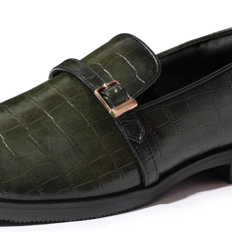 Morris- Green Croco Belt Slipons - By Lusso