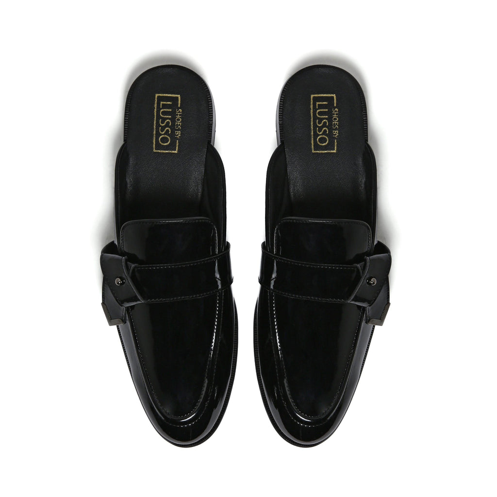 LUMBERG - PATENT BLACK SIDE LATCH MULE - By Lusso