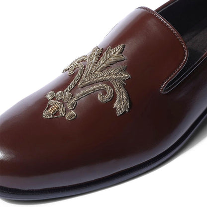 Samurai - Dark Tan Zardozi Slip-On