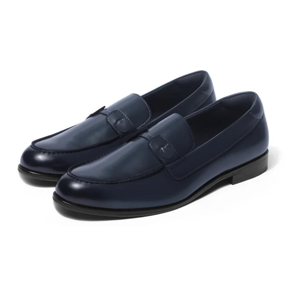 Lug Sole Navy Blue Dressy Shoes Carrucci Mens Navy Blue Lace-up