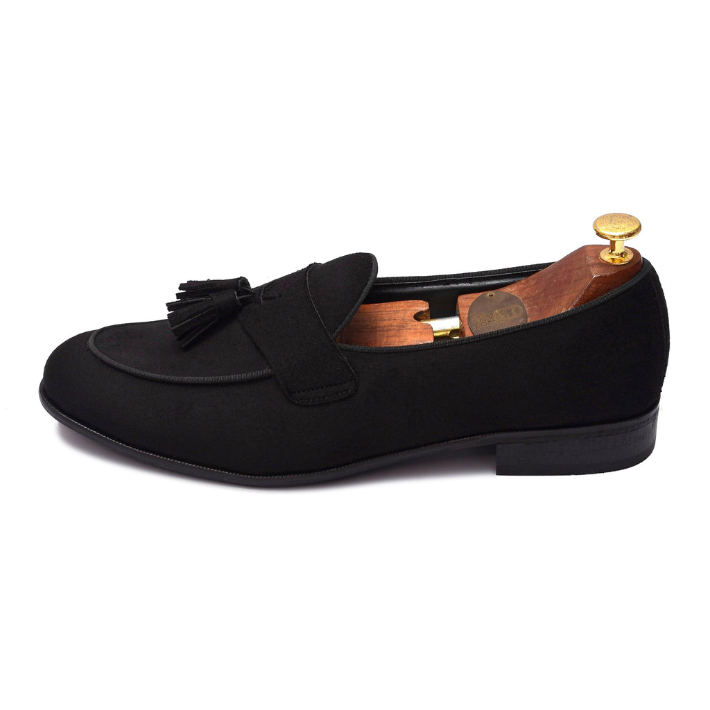 LUNA | BLACK SUEDE TASSEL SLIP-ON - By Lusso