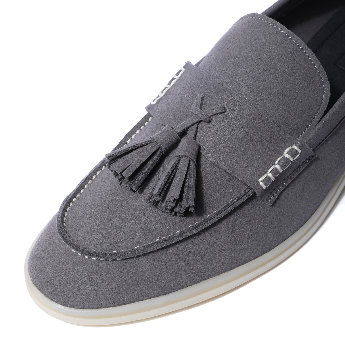 Horizon Tassel - Stone Grey Suede Loafer