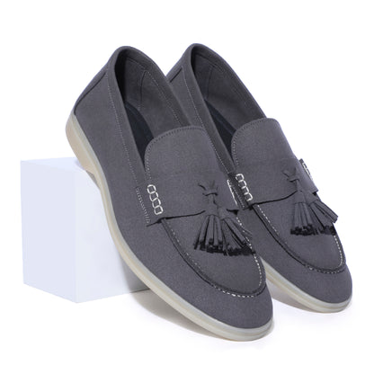 Horizon Tassel - Stone Grey Suede Loafer
