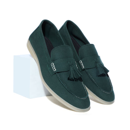 Horizon Tassel - Forest Green Suede Loafer
