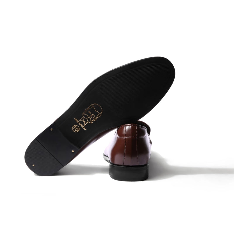 Khizaan | Dark Tan Zardozi Loafers