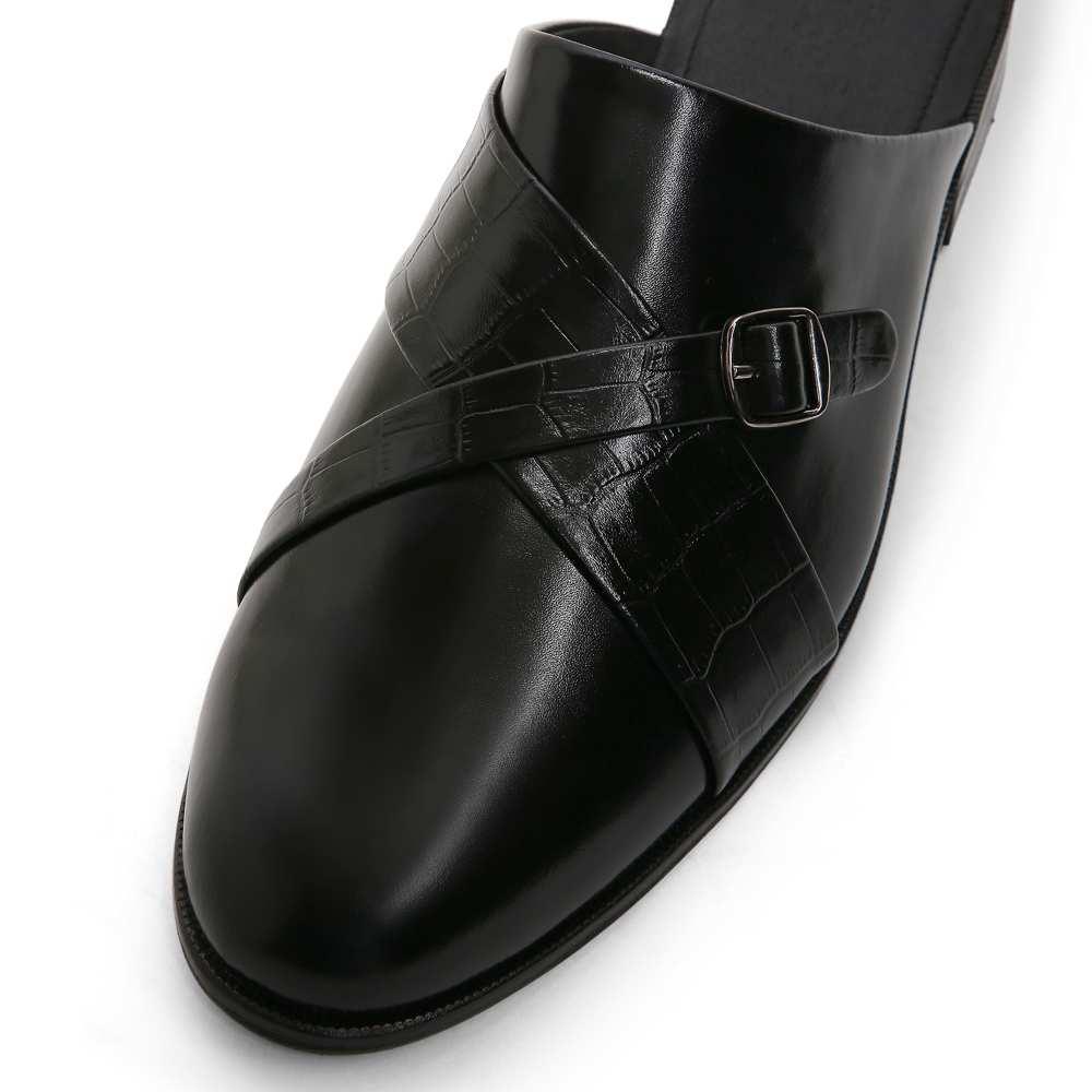 Buy Premium Mason Black Croco Mules Vegan Leather Shoes