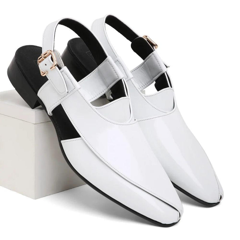 Peshawar | White Patent Pathani Sandal