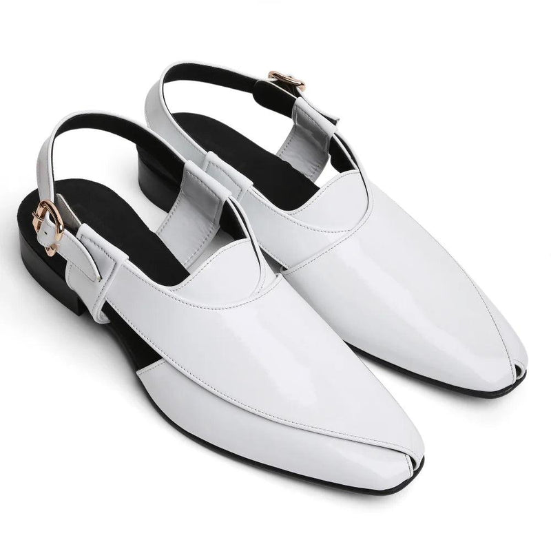 Peshawar | White Patent Pathani Sandal
