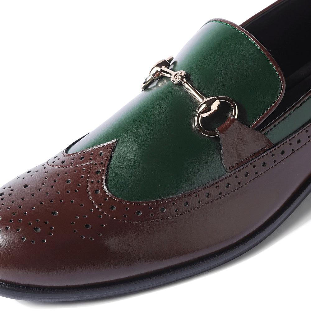 Boleni - Green Tan Horsebit Loafers