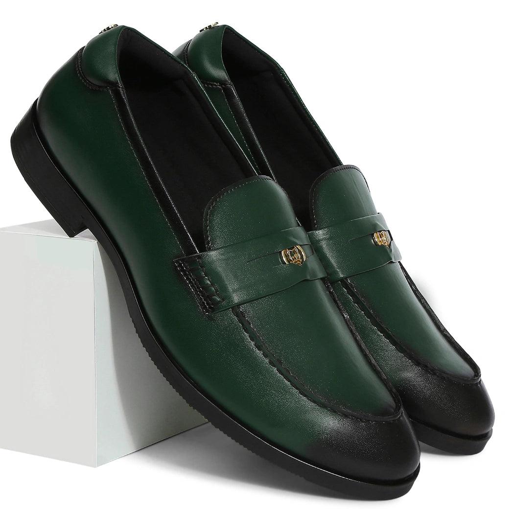 Elbono- Forest Green Penny Slip On - By Lusso