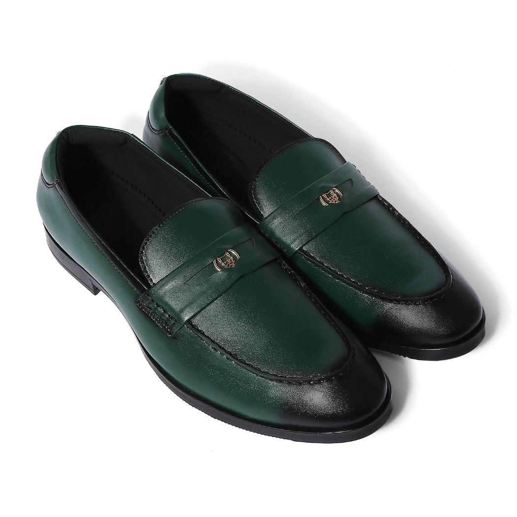 Elbono- Forest Green Penny Slip On - By Lusso