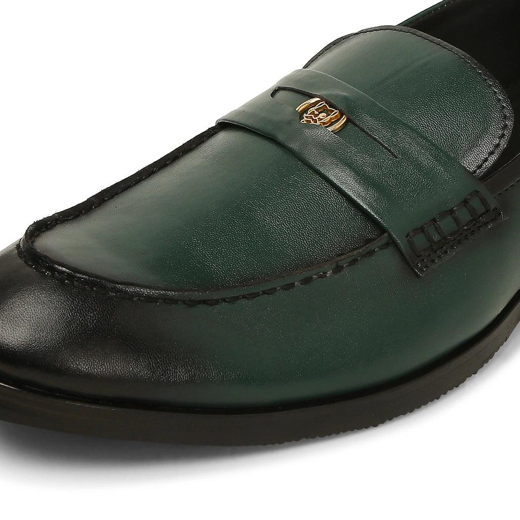 Elbono- Forest Green Penny Slip On - By Lusso