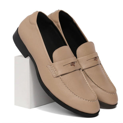 Elbono- Moroccan Beige Penny Slip On - By Lusso