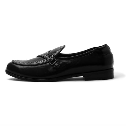 Goliath - Black Rivet Monk Slip-On - By Lusso