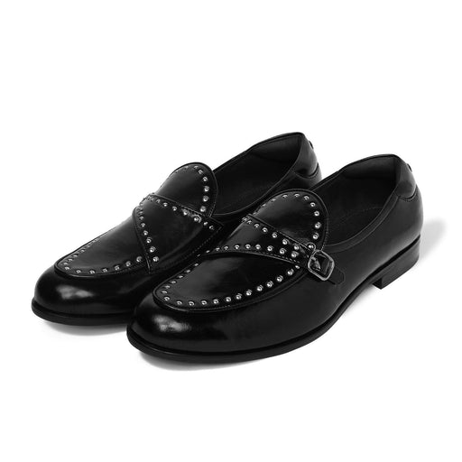 Goliath - Black Rivet Monk Slip-On - By Lusso