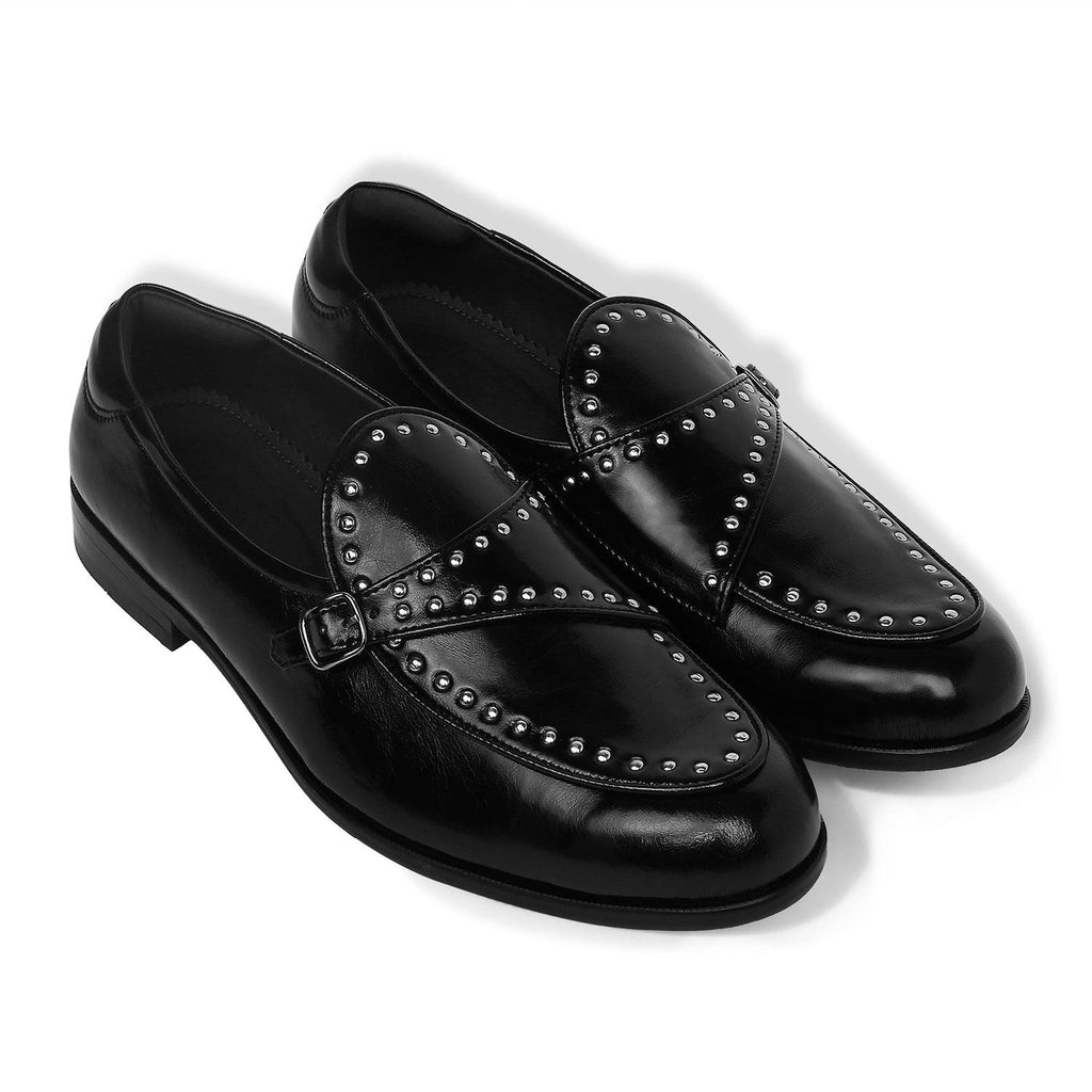 Goliath - Black Rivet Monk Slip-On - By Lusso