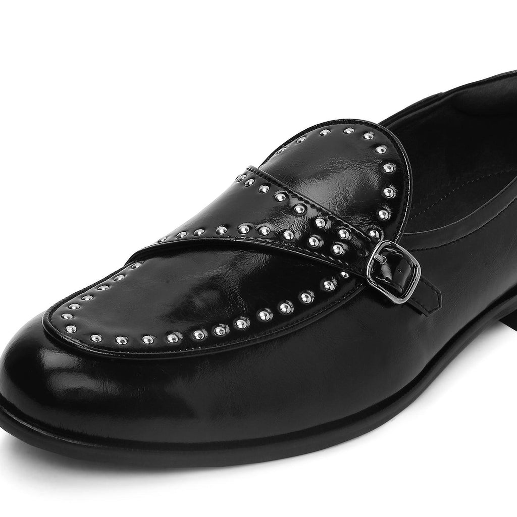Goliath - Black Rivet Monk Slip-On - By Lusso