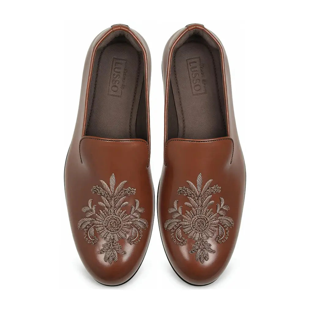 Mehroz - Tan Zardozi Loafers