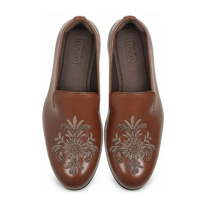 Mehroz - Tan Zardozi Loafers