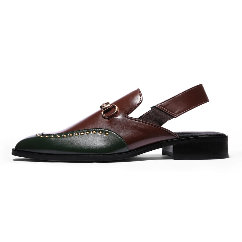 Mehira - Green Tan Rivet Sandals