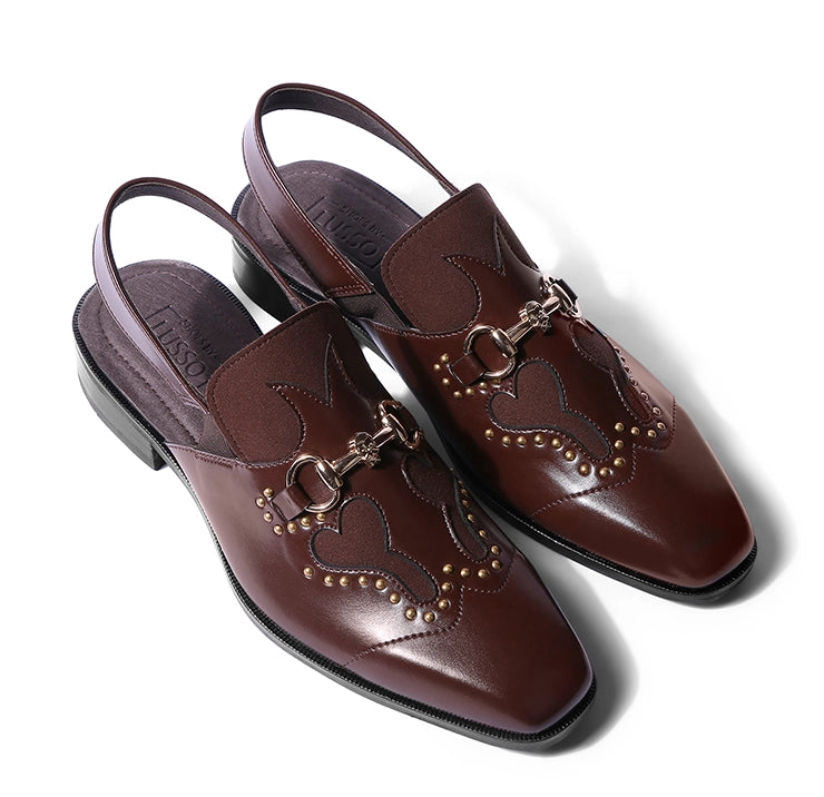 Reva - Dark Tan Rivet Sandal