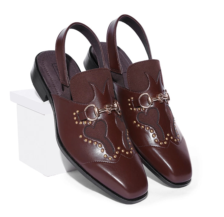 Reva - Dark Tan Rivet Sandal