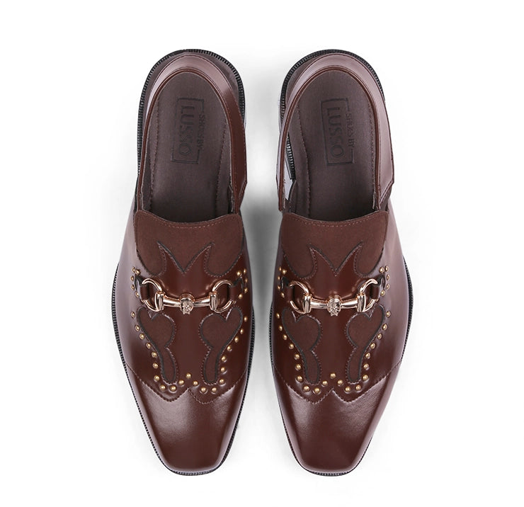 Reva - Dark Tan Rivet Sandal