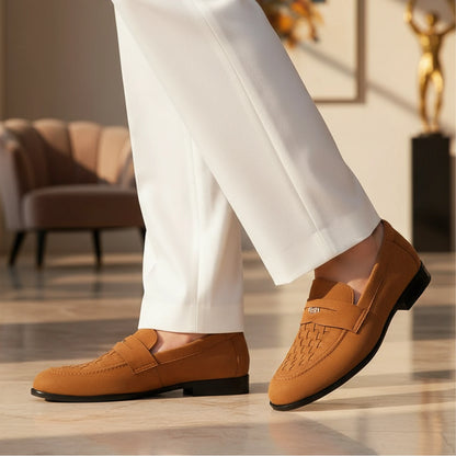 Luigi - Cognac Tan Suede Penny Loafer