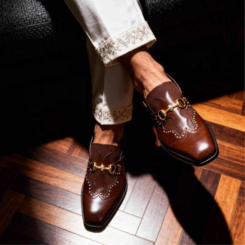 Reva - Dark Tan Rivet Sandal