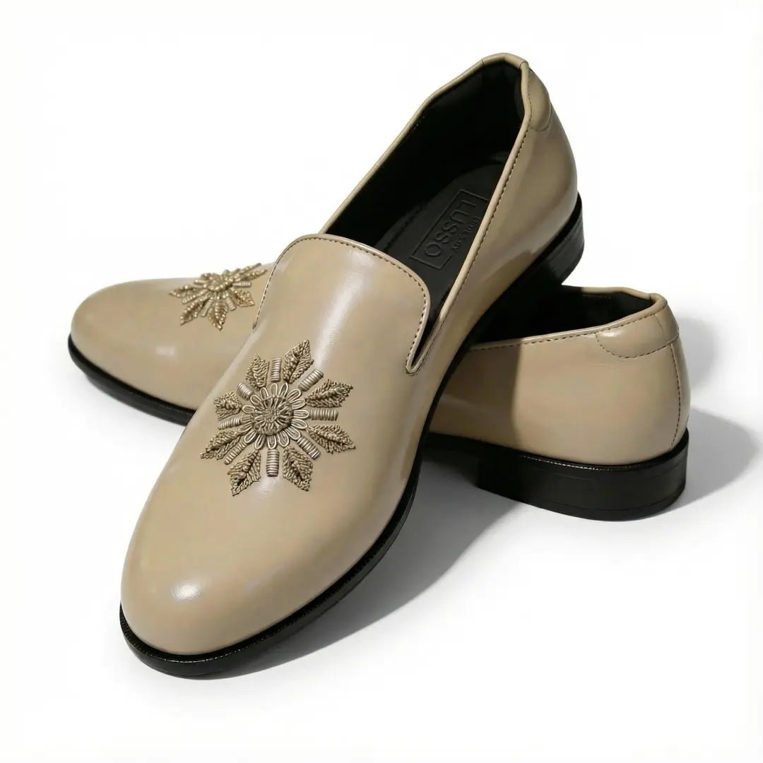 Sitara - Beige Zardozi Loafers
