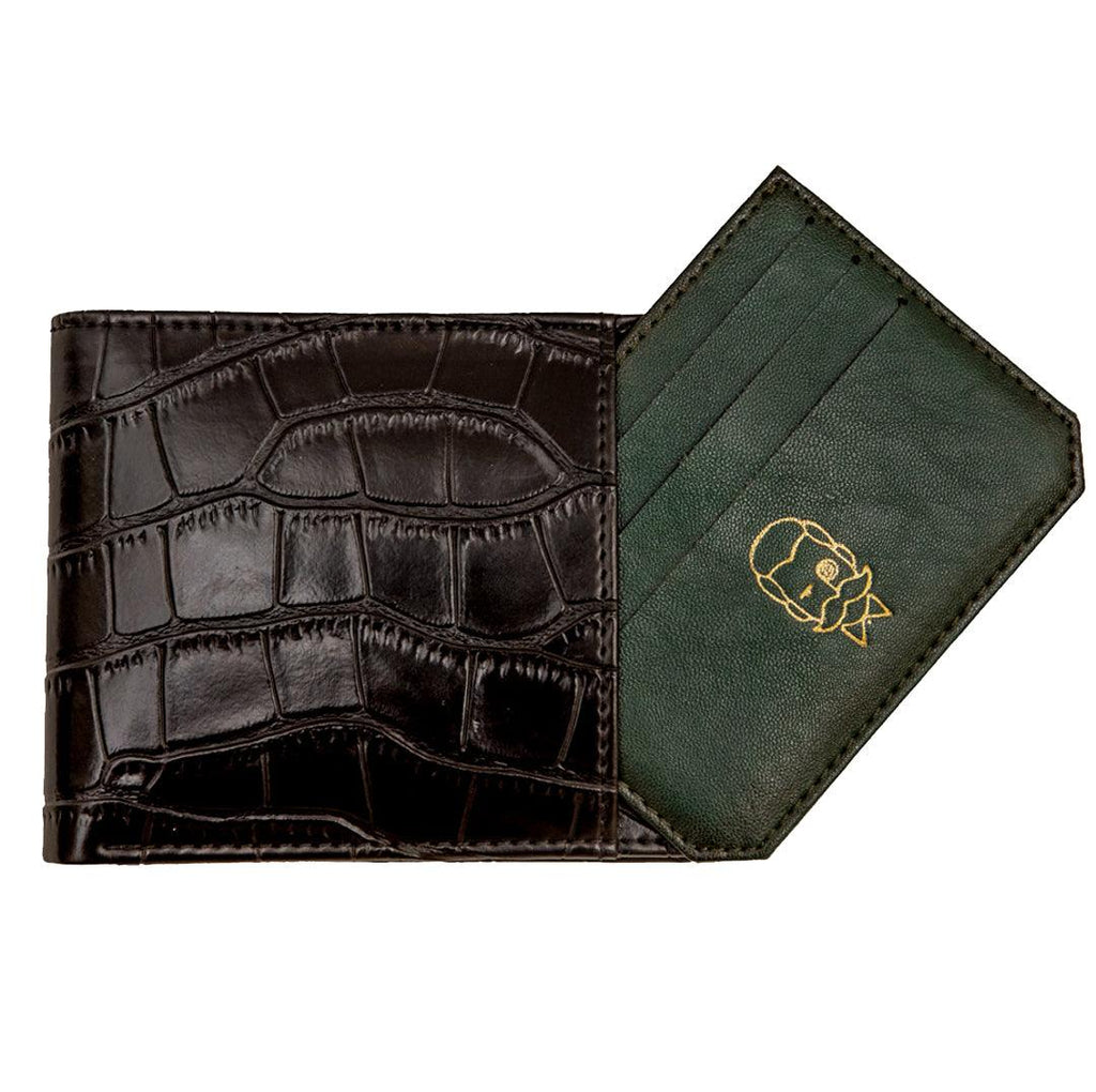 MERCI | CROCO BLACK WALLET + CARD HOLDER - By Lusso