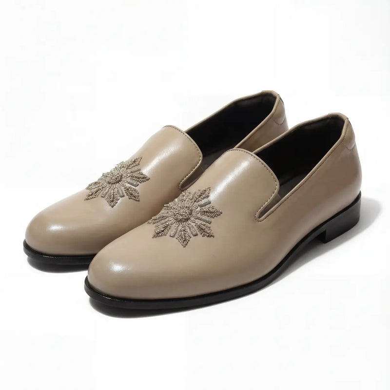 Sitara - Beige Zardozi Loafers