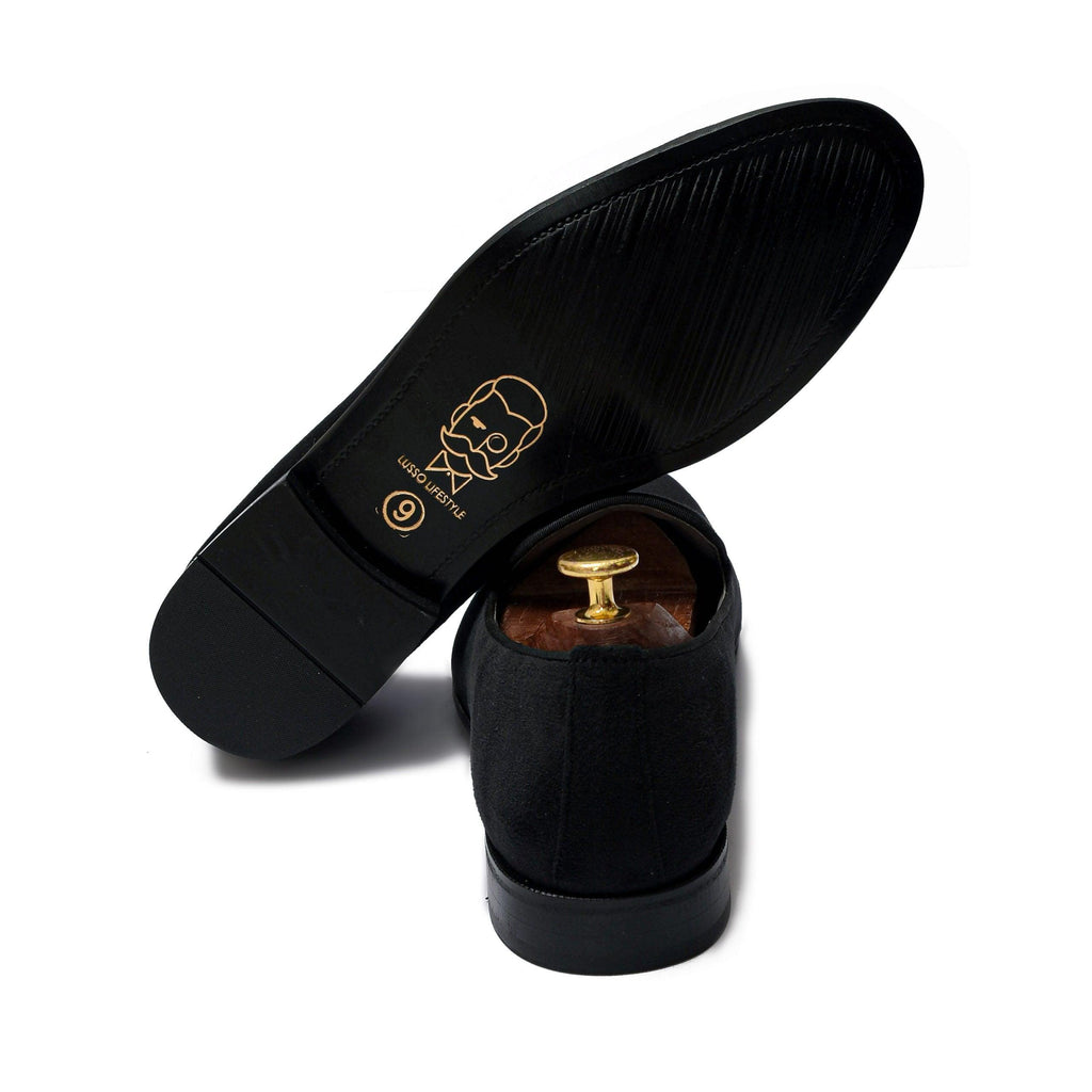 BARONE | BLACK VELVET ZARDOSI SLIP-ON - By Lusso