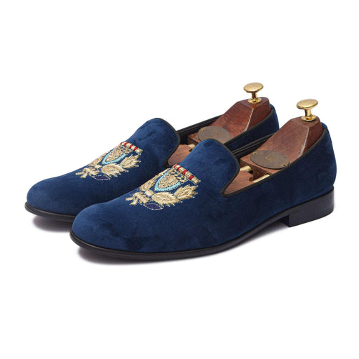 BARONE | BLUE VELVET ZARDOSI SLIP-ON - By Lusso