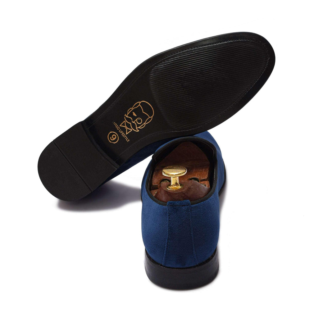 BARONE | BLUE VELVET ZARDOSI SLIP-ON - By Lusso