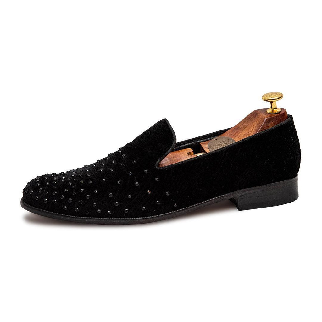 BENTLE | BLACK VELVET SEQUIN SLIP-ON - By Lusso