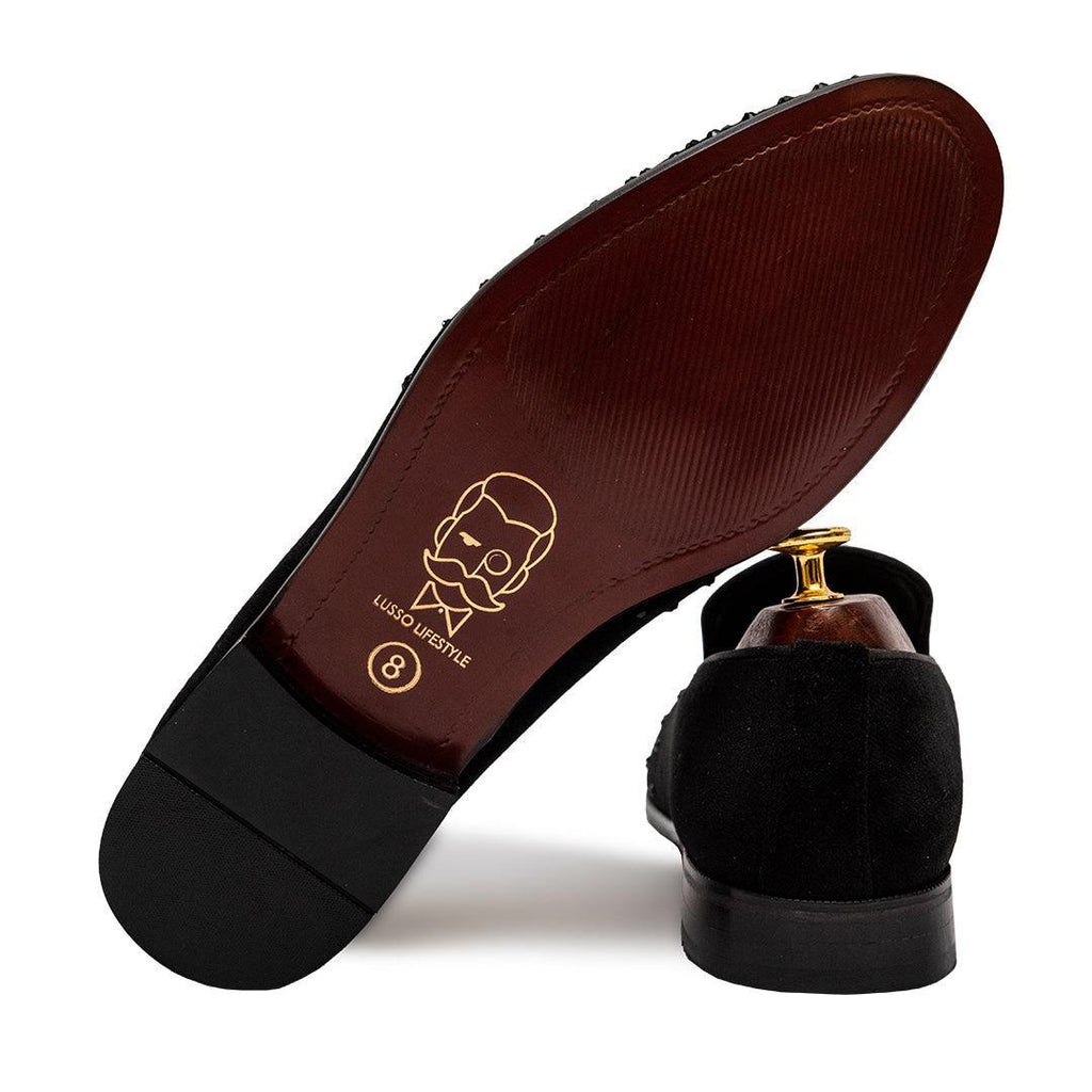 BENTLE | BLACK VELVET SEQUIN SLIP-ON - By Lusso